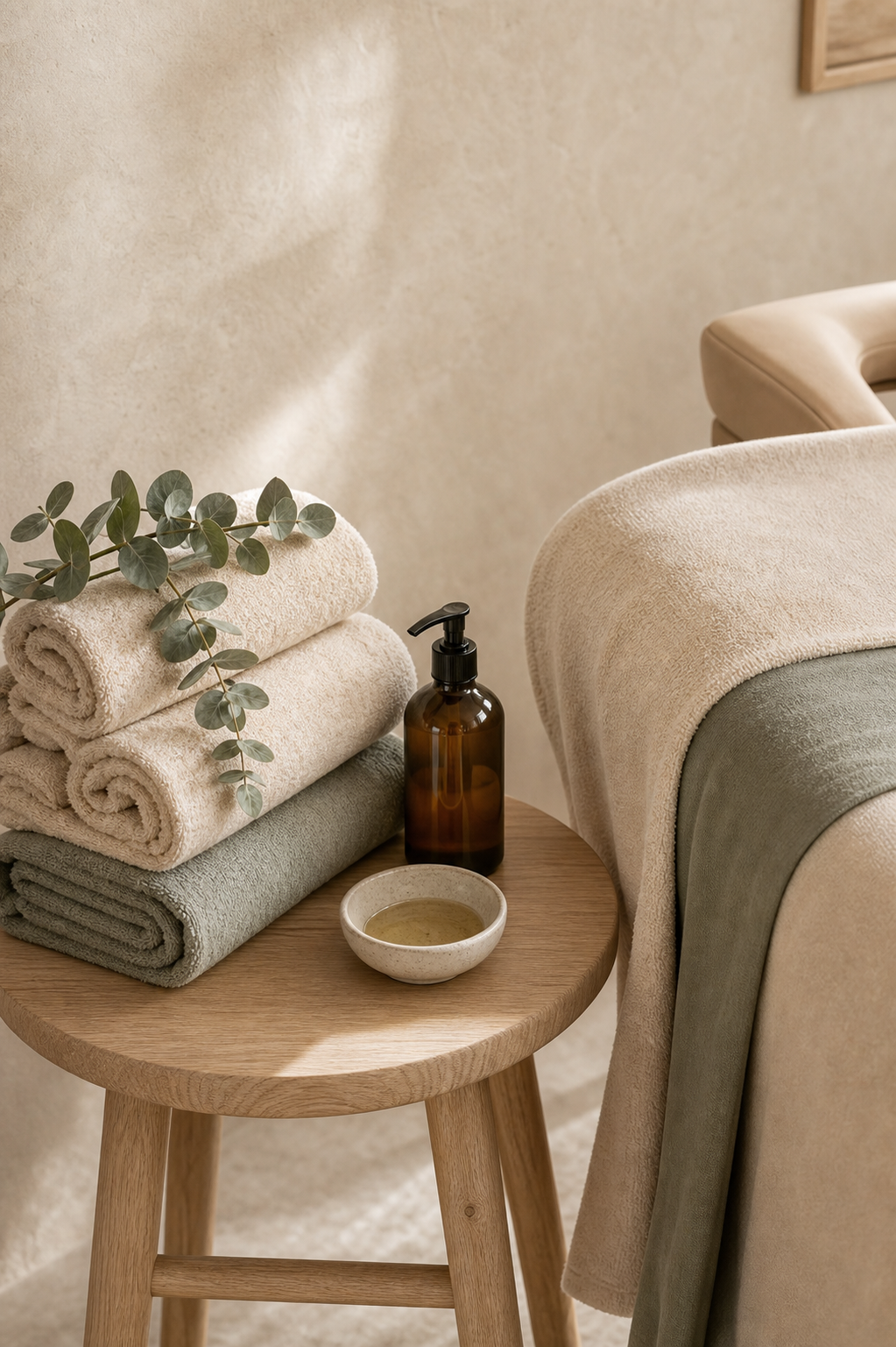 Rolige detaljer i massageklinikken